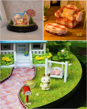 Lepe Sobe Lutke Pohištvo Polje 2021 DIY Lutka Hiša, Lesene Igrače Miniatura Miniaturne igrače LED Luči Zbrati DIY Lutka Hiša