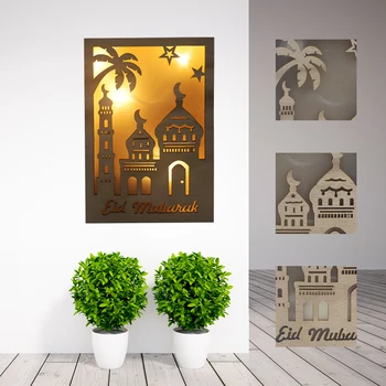 Lesene DIY Led Luči Ramadana Mubarak Dekoracijo za Dom Eid Mubarak Obesek Visi Kareem Muslimanska Stranka Obrti Dobave