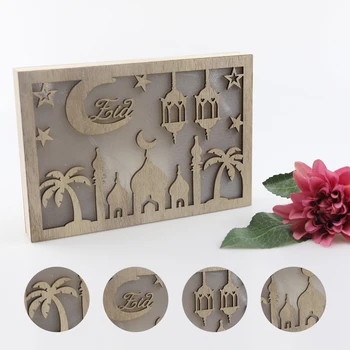 Lesene DIY Led Luči Ramadana Mubarak Dekoracijo za Dom Eid Mubarak Obesek Visi Kareem Muslimanska Stranka Obrti Dobave