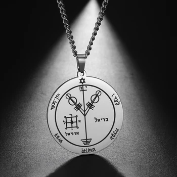 LIKGREAT Pentacle Jupiter Salomona Pečat Talisman Amulet Ogrlico, Obesek Hexagram iz Nerjavečega Jekla Dolge Verige za Moške Ogrlice