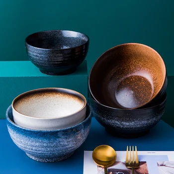 LingAo Keramični gospodinjski velike ramen skledo Japonski slog namizna rezanec bowl ustvarjalne riž skledo za solato skledo