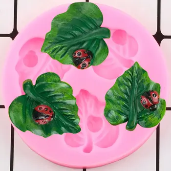 Listi z Ladybug Silikonsko Plesni Pravljice Vrt Listi Cupcake Pokrivalo Fondat Torta Dekoraterstvo Orodja Sladkarije Gline Čokolada Kalupi