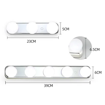 Ličila Ogledalo Svetlobe LED Nečimrnosti Lučka za USB Prenosni Ogledalo Prednji Luči Toaletno mizico Dotik Zatemnitev Žarnica Kopalnica Luč za Make Up