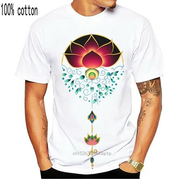 Lotus T-shirt Tiskanje Moške Črne Majice Hinduizmu Buddism Cvetlični Tshirt Bombažne Tkanine, Družino Darilo Oblačila Vrhovi & Tees Debelo