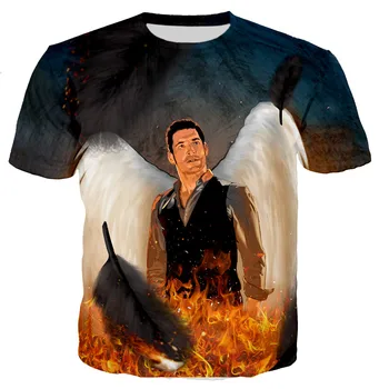 Lucifer Morningstar Moški/ženske Nov Modni Kul 3D Lucifer Natisnjeni T-shirt Priložnostne Harajuku Slog T Srajce Ulične Hip Hop Vrhovi