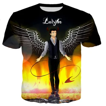 Lucifer Morningstar Moški/ženske Nov Modni Kul 3D Lucifer Natisnjeni T-shirt Priložnostne Harajuku Slog T Srajce Ulične Hip Hop Vrhovi