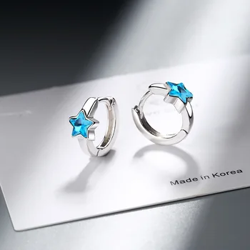 Luckydays Novo Modro Kristalno Hoop Uhani Zvezde Design Uhan Za Ženske Koreja Japonska Stranka Nakit oorbellen