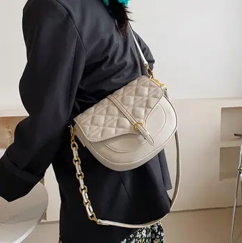 Luksuzne blagovne Znamke Predalčni Sedlo vrečko 2021 Moda Novih kakovostnih PU Usnja Ženske Oblikovalec Torbici Verige Ramenski Messenger Bag