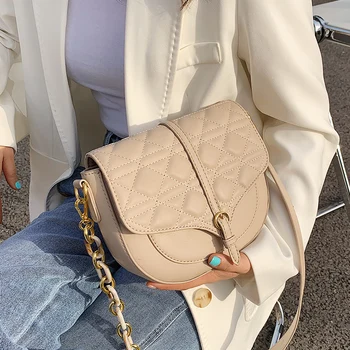 Luksuzne blagovne Znamke Predalčni Sedlo vrečko 2021 Moda Novih kakovostnih PU Usnja Ženske Oblikovalec Torbici Verige Ramenski Messenger Bag
