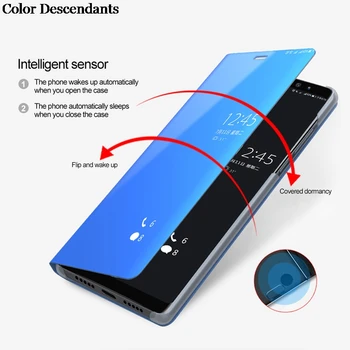 Luksuzni Ogledalo, Prikaz Smart Flip Primeru Za Huawei P Smart Plus 2018 original Magnetni fundas PSmart INO-LX1 na Usnje, Telefon Kritje