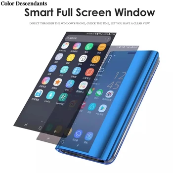 Luksuzni Ogledalo, Prikaz Smart Flip Primeru Za Huawei P Smart Plus 2018 original Magnetni fundas PSmart INO-LX1 na Usnje, Telefon Kritje