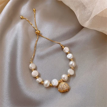 Luksuzni Prekrita 14 Zlato Zapestnico Za Ženske Korejski Design Opal Pearl Zapestnice & Bangles Ženski Obletnico Poroke Nakit Darila