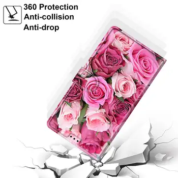 Luksuzni Rose Cvetje Usnjena torbica Za Samsung Galaxy A52 A72 A32 A42 5G A02 M12 M02 A12 A125 Coque Cvetlični Telefon, Denarnico Flip Pokrov