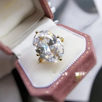 Luomansi Trdna S925 Sterling Srebrni Nakit Vroče Prodajo Ovalne Velik Diamantni Prstan v Evropi Super Flash Žensk Poroko Posla