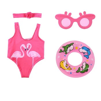 Lutka Obleko Flamingo, Plavanje Obleko sončna Očala Za 18-inch American &43 cm Prerojeni Baby Doll Pribor Naša Generacija Deklet Igrače