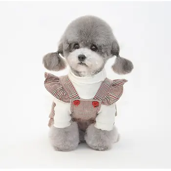 Luštna Obleka Bučna Hlače Pasje Obleke za Majhne Pse Dekle Pomlad Kariran Pet Obleko za Chihuahua Teddy Vestidos Par Perras
