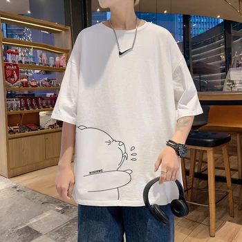 Majica s kratkimi rokavi Moški Bombaža, Tiskane Anime Mens Poletje Tshirts Prevelik Tee Srajce 5XL Priložnostne Majice Velika Velikost