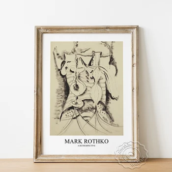 Mark Rothko Untitled Platno, Slikarsko Razstavo Plakatov, Povzetek Črno Bela Skica Steni Sliko, Sodobne Umetniške Grafike Doma Dekor