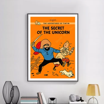 Mars Exploration Adventures of Tintin Pes Strip Slikarstvo Letnik Kraft Plakat, Prevlečeni Stenske Nalepke Doma Dekor Darilo