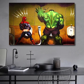 Marvel Avengers Platno Slikarstvo Superheroj Hulk Lulat Smešno Plakat Karikatura Slog Stenskih Slikah, Dnevna Soba Cuadros Doma Dekor