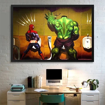 Marvel Avengers Platno Slikarstvo Superheroj Hulk Lulat Smešno Plakat Karikatura Slog Stenskih Slikah, Dnevna Soba Cuadros Doma Dekor