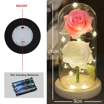 Mashup LED Večni Cvet Dvojno Rose V Dome sveti Lepotica in Zver Rose V Bučko Mati Valentinovo Darilo za Rojstni dan