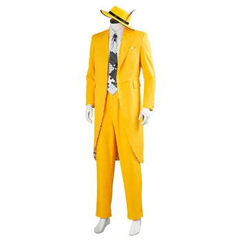 Masko Jim Carrey Cosplay Kostum Pošast Rumena Enotno Obleko Obleke Halloween Carnival Kostumi Meri