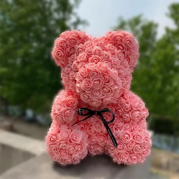 Mater dan darilo 25 cm rose nosi S Box umetne cvetne rose medvedek Valentinovo Za Punco Ženske doma Dekoracijo