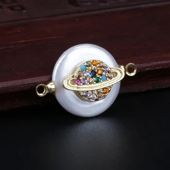 Mavrica cz tlakovane multi obliko drobnih čar krog kovanca biserno kroglice priključek za zapestnico choker diy nakit, izdelava