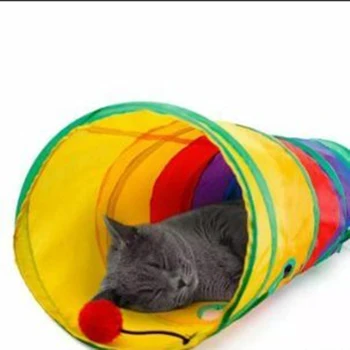 Mavrične Barve Mačka Predor Zaprtih Zložljivi Zunanji Predvajaj Igrače 2 Luknje Pet Igrače Skriva Usposabljanje Uveljavljajo Mačka Interaktivni Dobave