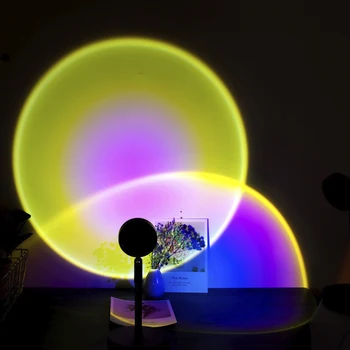 Mavrični Sončni Zahod Projektor Lučka Vzdušje Led Nočna Lučka Doma Bar Posneti Video V Ozadju Stene Dekoracijo Pisane Projektor Svetlobe