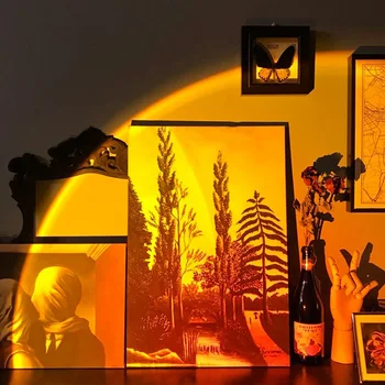 Mavrični sončni Zahod Projektor Vzdušje Gumb Ozadju Dekoracijo Sten Predvidene Lučka Doma Kava Trgovine, namizne svetilke Pisane Luči