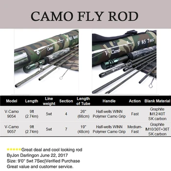 Maximumcatch V-Camo 9 M 5WT Hitro Ukrepanje Letenje Palico 10/36T Ogljikovih Vlaken 4/7Pieces Fly Ribolov Rod & Cordura Cev