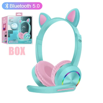 Mačje Uho Brezžične Slušalke Otroke Nadzorovati RGB Svetlobe Stereo Glasbe Čelada Slušalke Z Mikrofonom Spletno Učenje Slušalke Darilo