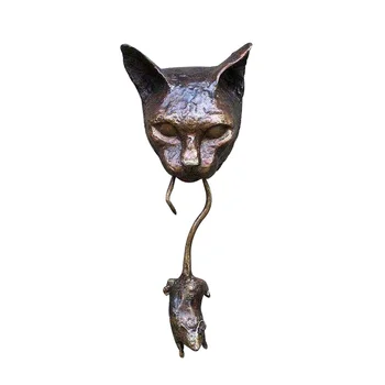 Mačka in Miška Doorknob Dekorativne Zidne Viseče Smolo Ornament Živali Vrata Tolkalo Kip za Dom Srednjeveškem Slogu L23