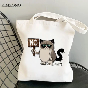 Mačka nakupovalno vrečko za večkratno uporabo eko varovanec recikliranje vreča iz jute vrečko tote vrečko tote bolsas ecologicas zložljive trgovski cabas
