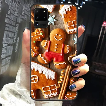 Medenjaki človek Christmas cake Telefon Primeru Zajema Trup Za Samsung Galaxy S 6 7 8 9 10 e 20 rob uitra Opomba 8 9 10 plus črn
