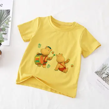 Mehko Tricolor Majica s kratkimi rokavi za Malčke Poletje Moda Vrh Otroci T Shirt Tina In Tony Tiskanje Risanka Otroška Oblačila T-shirt Fantje/Dekleta