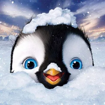 MEIVN 5D DIY Diamond Barvanje Ljubko Pingvin v Sneg Polno Kvadratnih Diamond Vezenje Okrasnih Živali Slike Obrti Kit