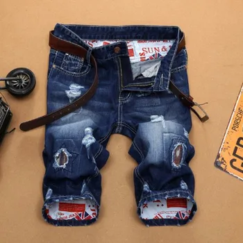 Mens Traper Hlače Raztrgane Kratke Jeans Nov Modni Dihanje Blagovno Znamko Oblačil Bermuda Poletje Bombaž Hlače Moški Velikost 28-38