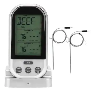 Meso Termometri Digitalni LCD Sonda Brezžični Daljinski BBQ Grill Termometer BBQ Hrane Termometer s Samosprožilcem, Alarm