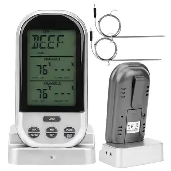 Meso Termometri Digitalni LCD Sonda Brezžični Daljinski BBQ Grill Termometer BBQ Hrane Termometer s Samosprožilcem, Alarm
