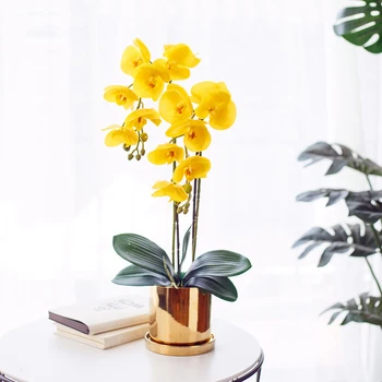 Metulj orhideja Doma dekoracijo imitacije Phalaenopsis bonsaj umetno cvetje, poročni dekor autum svile plastični cvet visoko
