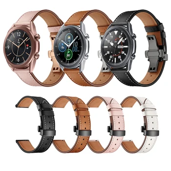 Metulj sponke Pravega Usnja Trak Za Samsung Galaxy Watch3 45mm Band Watchbands Za Samsung Galaxy Watch 3 41mm Zapestnica