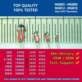 MGB18 5K 502 1% 5% 3950 Stekla NTC thermistor sonda za senzor temperature v Lingee