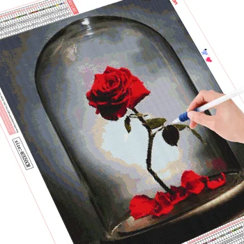 Miaodu Celoten Kvadratni Diamond Slikarstvo Rose Diamond Vezenje Mozaik Prodaje Cvet Črno In Rdeče, Ročno Izdelana Darila Dom Dekor