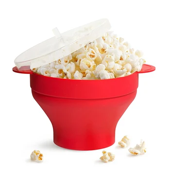 Mikrovalovna Popcorn Maker Silikonski DIY Kokice Vedro Skledo S Pokrovom Zložljive Rdeča Visoki Temperaturi Kuhinja Peko, Kuhanje Orodje