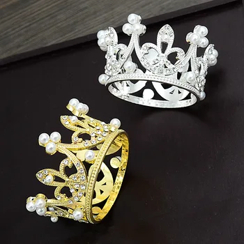 Mini Crown Princess Pokrivalo Kristalno Pearl Lase Okraski za Poroko Posla Rojstni dan Torta Decor Stranka