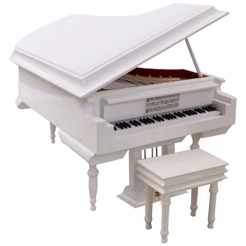 Mini Klavir Model Komplet Glasbeni Instrument, s Stola,za Domačo Pisarno Dekoracijo(Črna, Brez Glasbe)