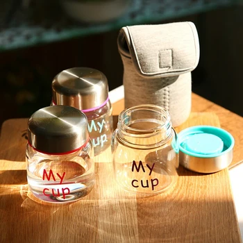 Mini Steklenico Vode Steklo Pokal Z Vrvjo Na Prostem Drinkware Plastičnih Prenosnih Pečat Neprepustni, Visoka Temperaturna Odpornost Prenosni